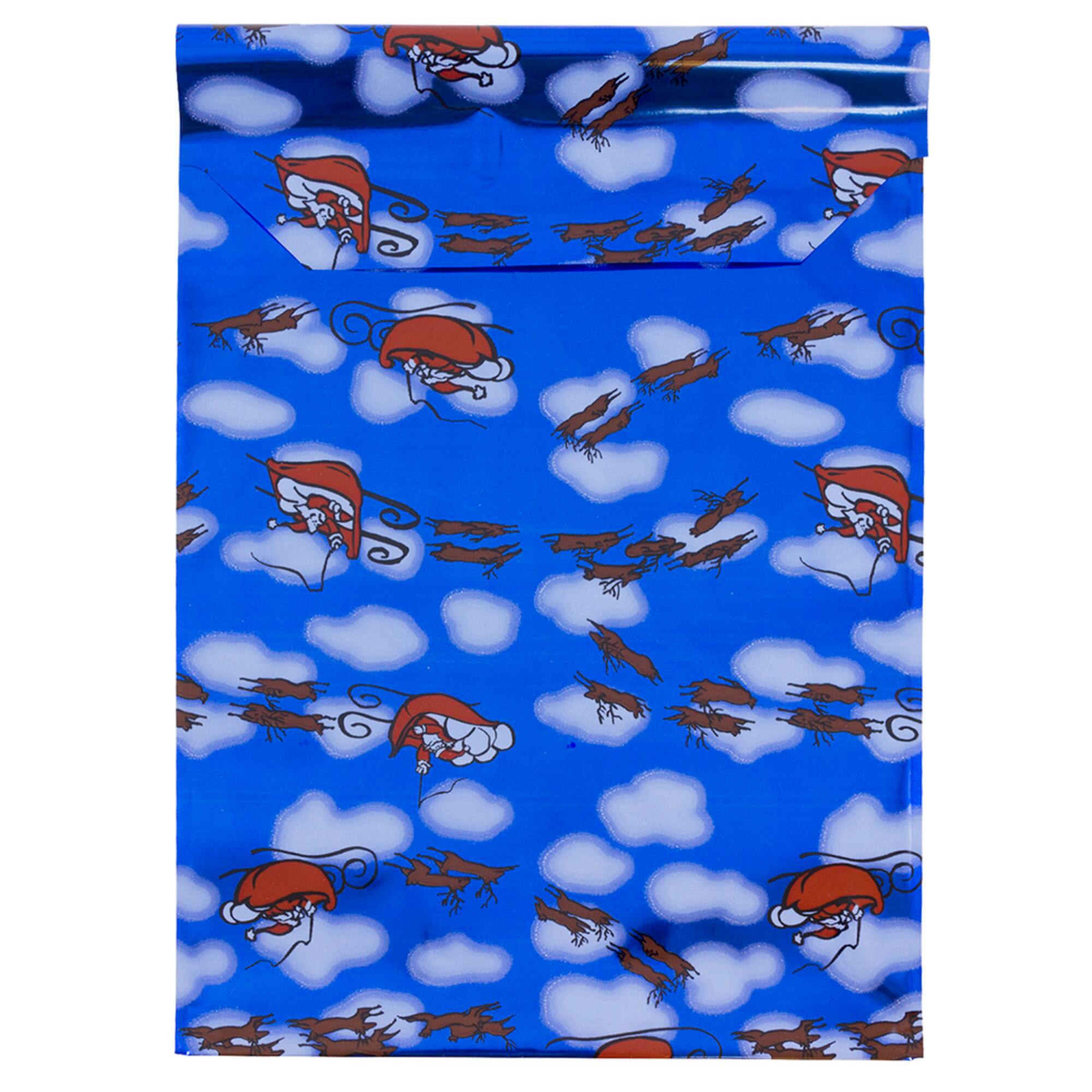 JAM Paper 6.25" x 7.875" Blue Santa Peel & Seal Closure Foil Envelopes, 100ct.